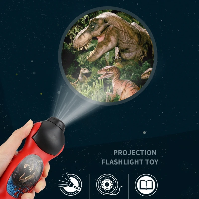 

24 Patterns Children Sleep Light LED Flashlight Cartoon Dinosaur Projector Lamp 90 Degree Rotary Early Enlightenment Toy 97BC