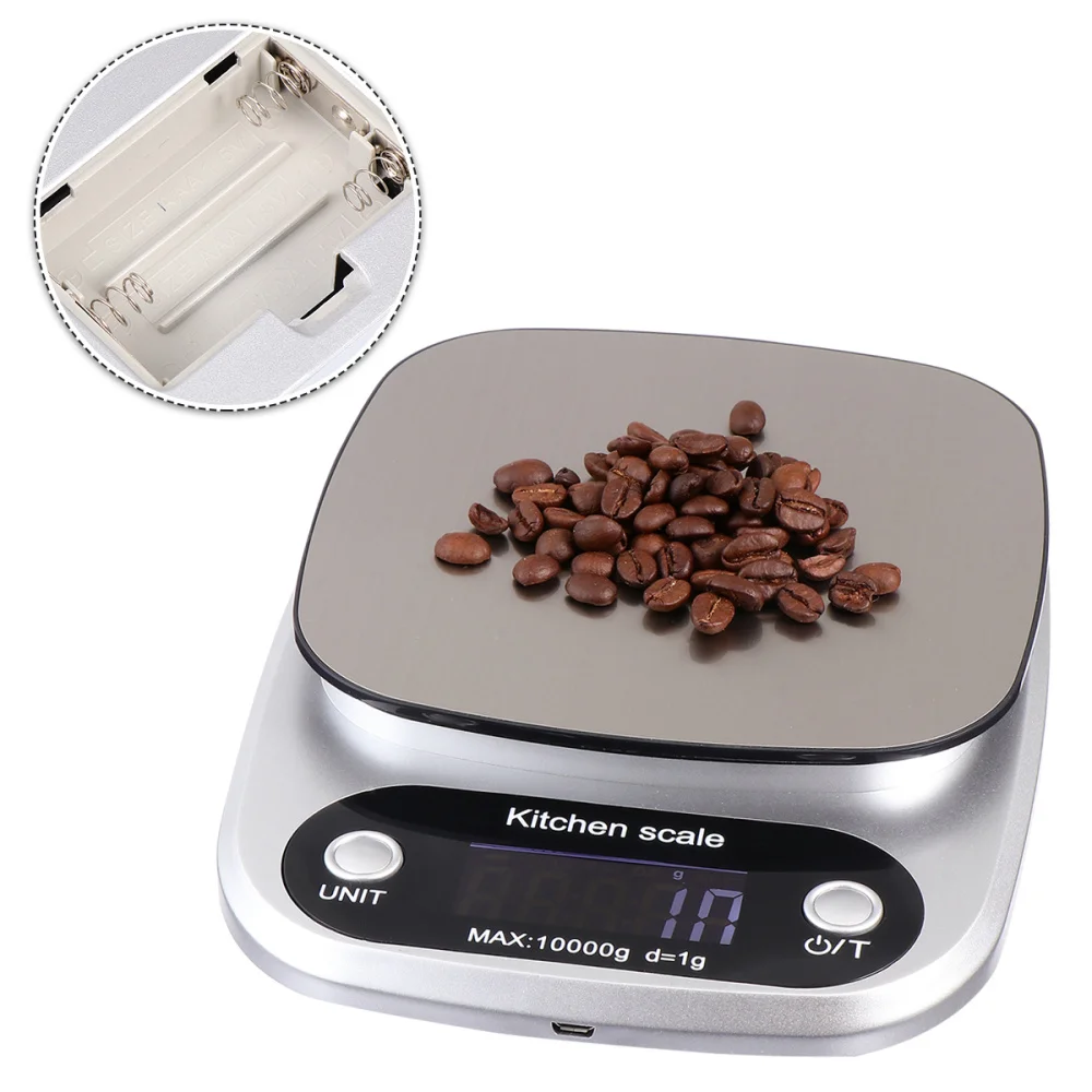 

1PC 3kg/0.1g Rechargeable Kitchen Scale Stainless Steel Accuracy LCD Display Digital Scale Measurement Tool (Silver)
