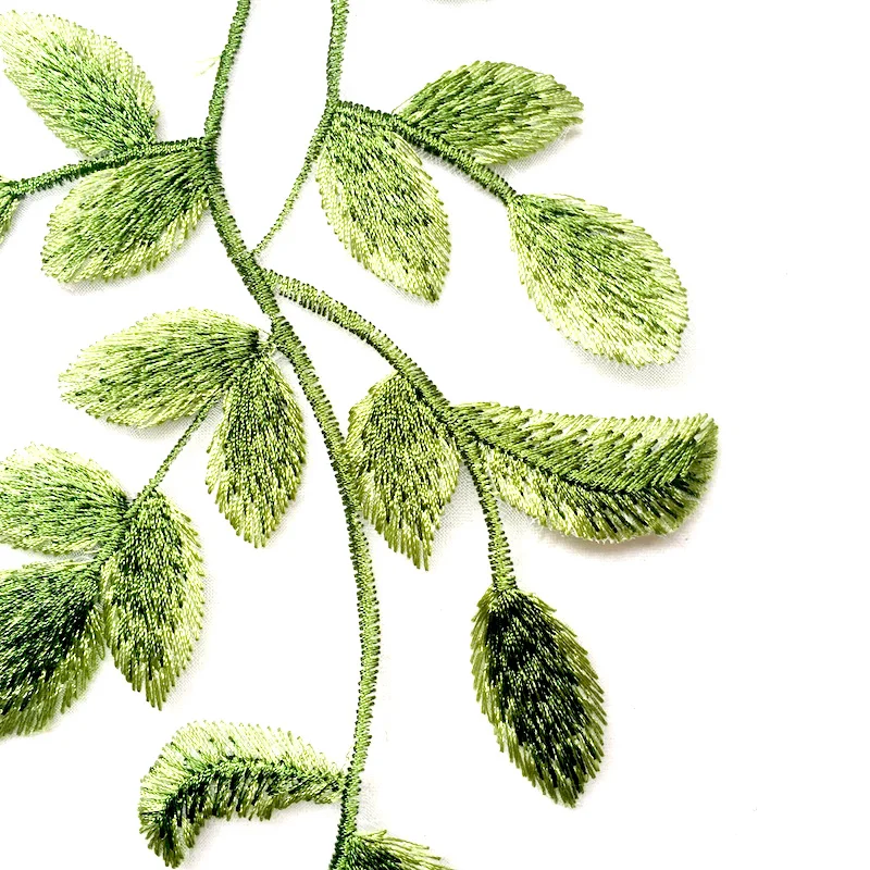 1 пара Красивых высококачественных зеленых кружевных аппликаций с листьями