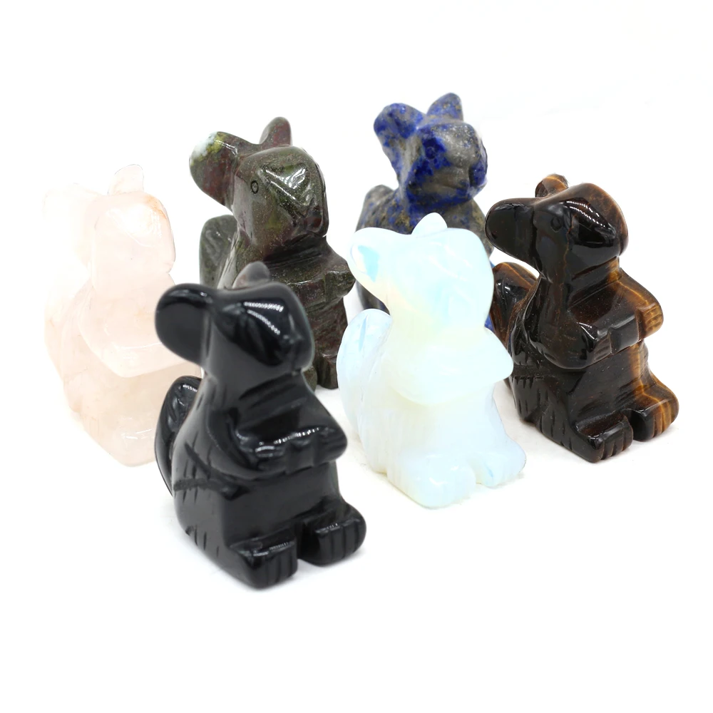 

Natural Stones Rose Quartz Ornament Kangaroo Shape Three-dimensional DIY Stone Beads Home Decoration Charms Jewelry Gift