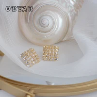 obear 14k real gold plated japanese crystal geometric stud earrings women sweet romantic dating jewelry accessories