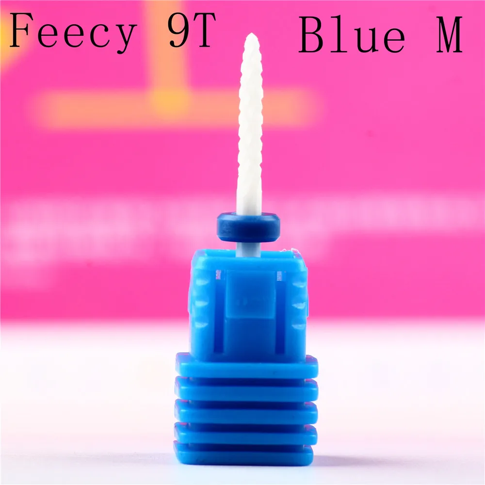 Feecy 9T blue M Фреза для маникюра, фреза для ногтей, фреза для педикюра, фреза для ногтей, фреза для дизайна ногтей, керамическая фреза для маникюра - Цвет: Feecy 9T blue M