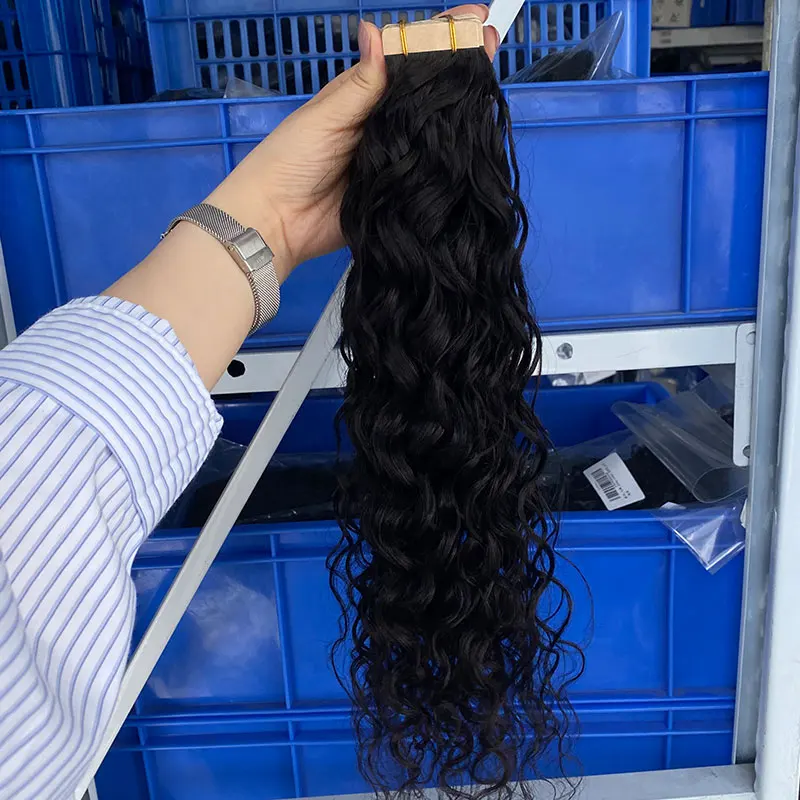 Tape In Human Hair Extensions For Black Women 40 Pcs Natural Wave Skin Weft Adhesive Invisible Brazilian Tape Ins Rosa Queen