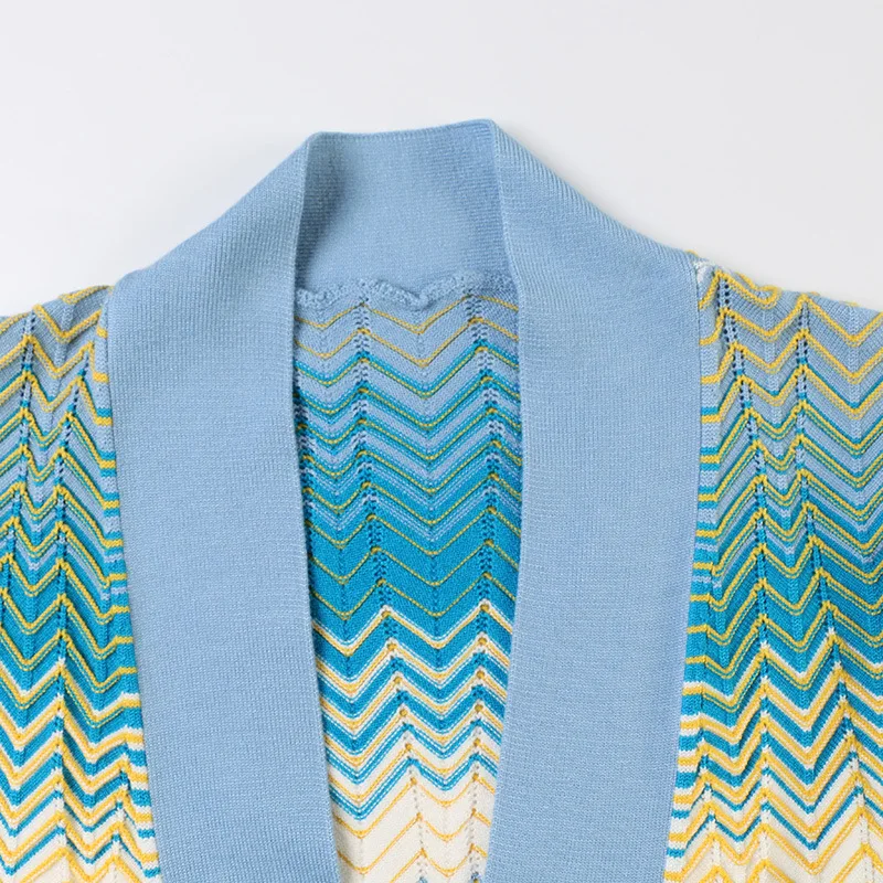 GRUIICEEN long autumn striped pattern cardigan coat women open stitch knitting sweater with pockets GY201964 |