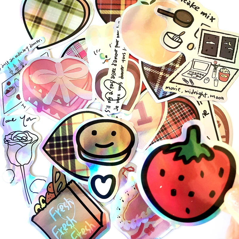 23 шт./компл. Инс Лазерная клубника любящее сердце наклейки для мотоцикла тетрадь