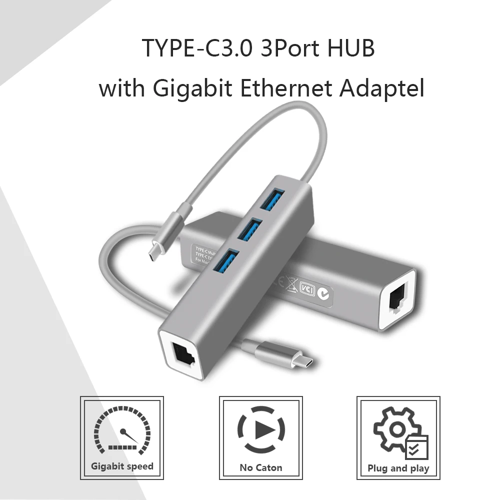 4 порта usb type c hub 4в1 адаптер концентратор RJ45 для MacBook Pro huawei xiaomi notebook|USB-хабы| |