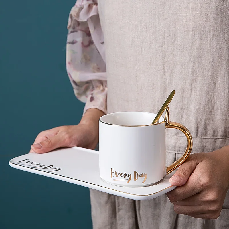 Креативная кофейная чашка и блюдце набор керамическая для завтрака молока