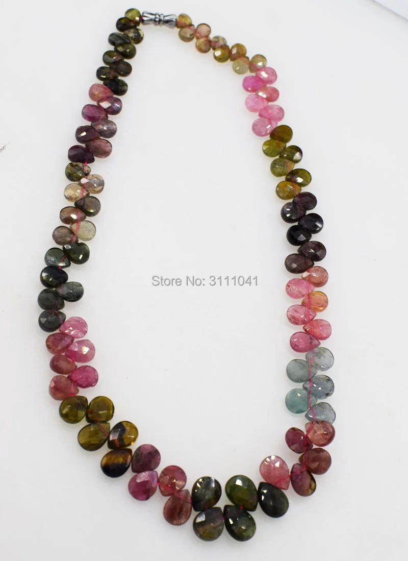 Ожерелье-чокер из разноцветного турмалина 5-10 мм 6 А 38 см