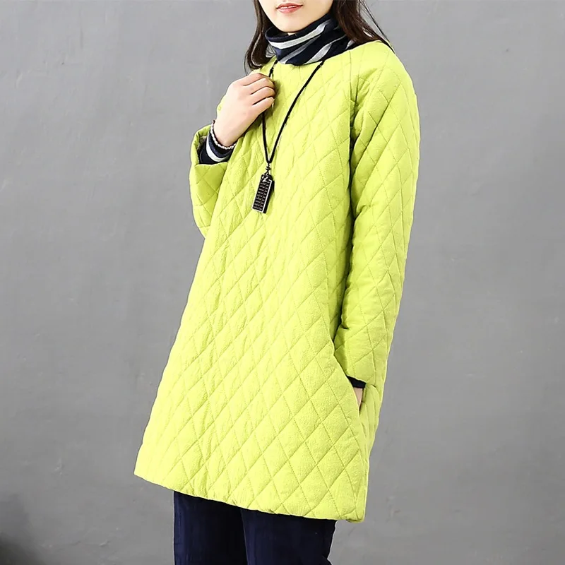 Новинка зимняя стильная художественная хлопковая льняная одежда средней длины в