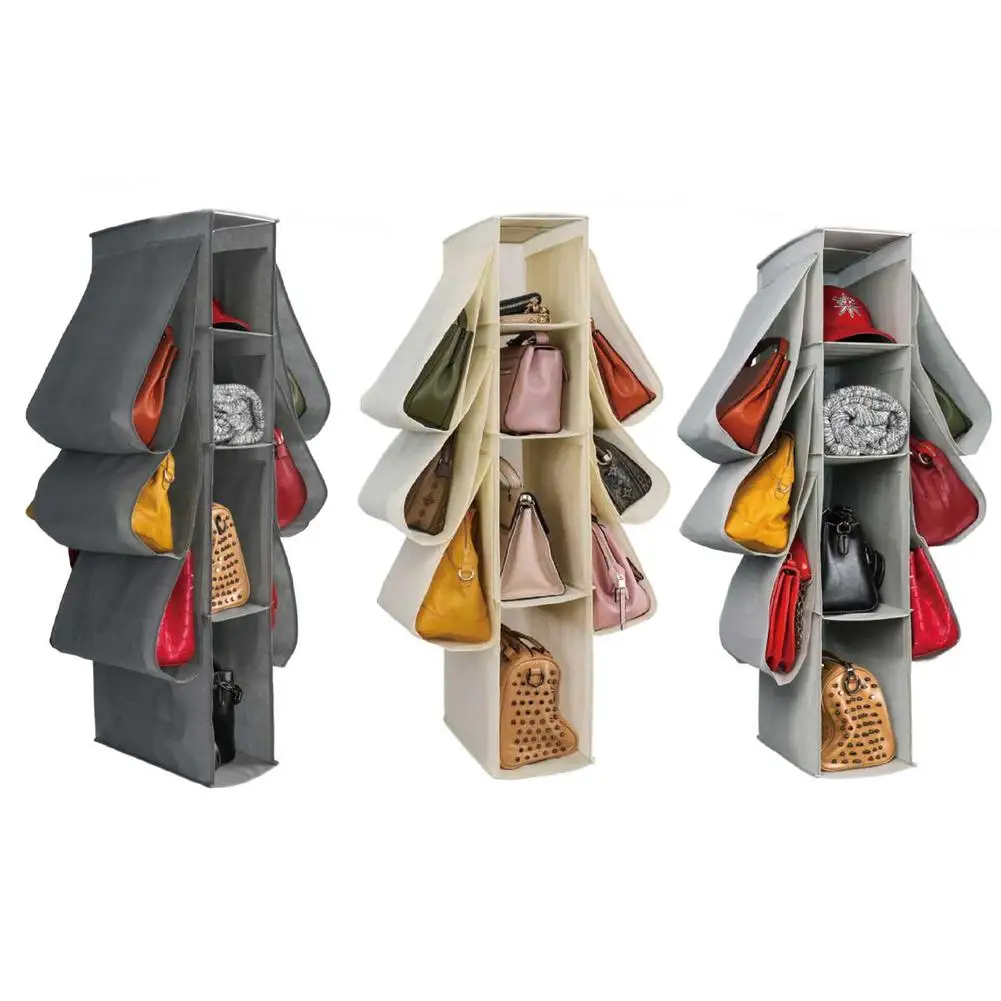 

10 Pockets Shelf Dustproof Tote Rack Bag Clear Hanging Purse Handbag Organizer Storage Holder Wardrobe Closets