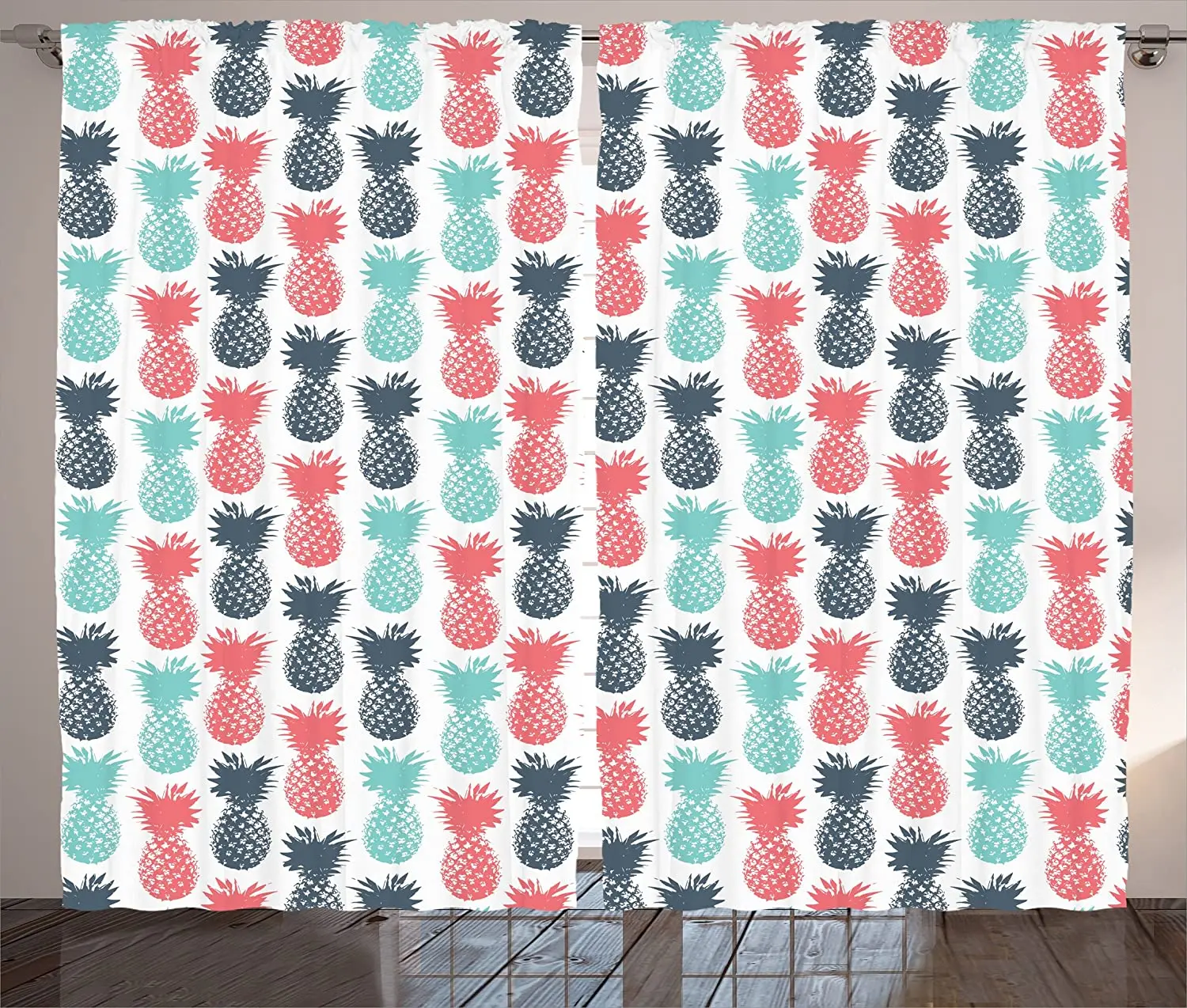 

Pineapple Blackout Curtains Island Pineapple Tropic Fruit Pattern Stamped Minimal Backdrop Pop Art Window Curtain