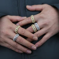 iced out bling 5a micro pave cubic zirconia hip hop ring for men boy cuban chain engagement band cz finger ring wholesale