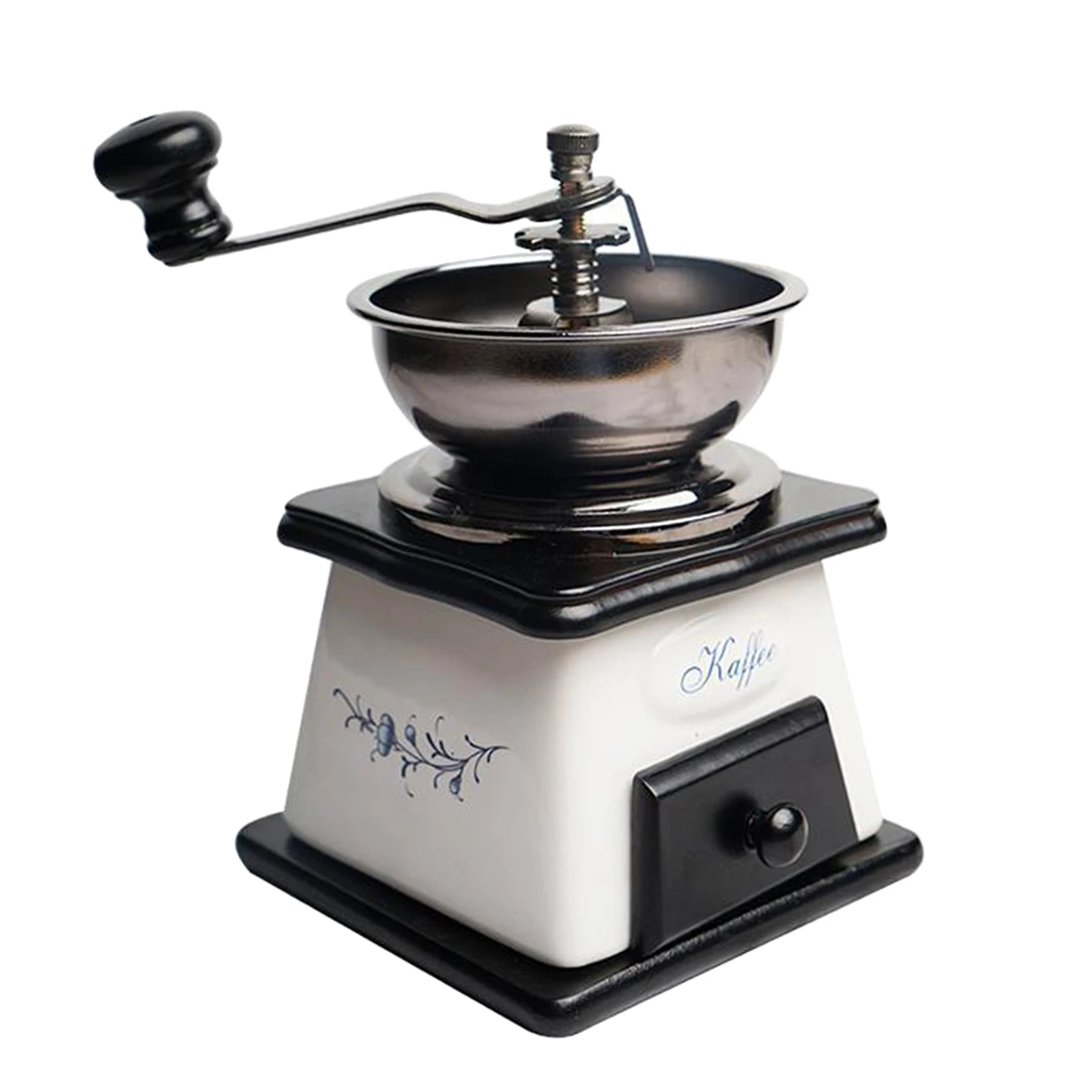 

Manual Coffee Grinder Wood Vintage Ceramic Hand Crank Rotating Coffee Mill for Home Offfice Travel Camping