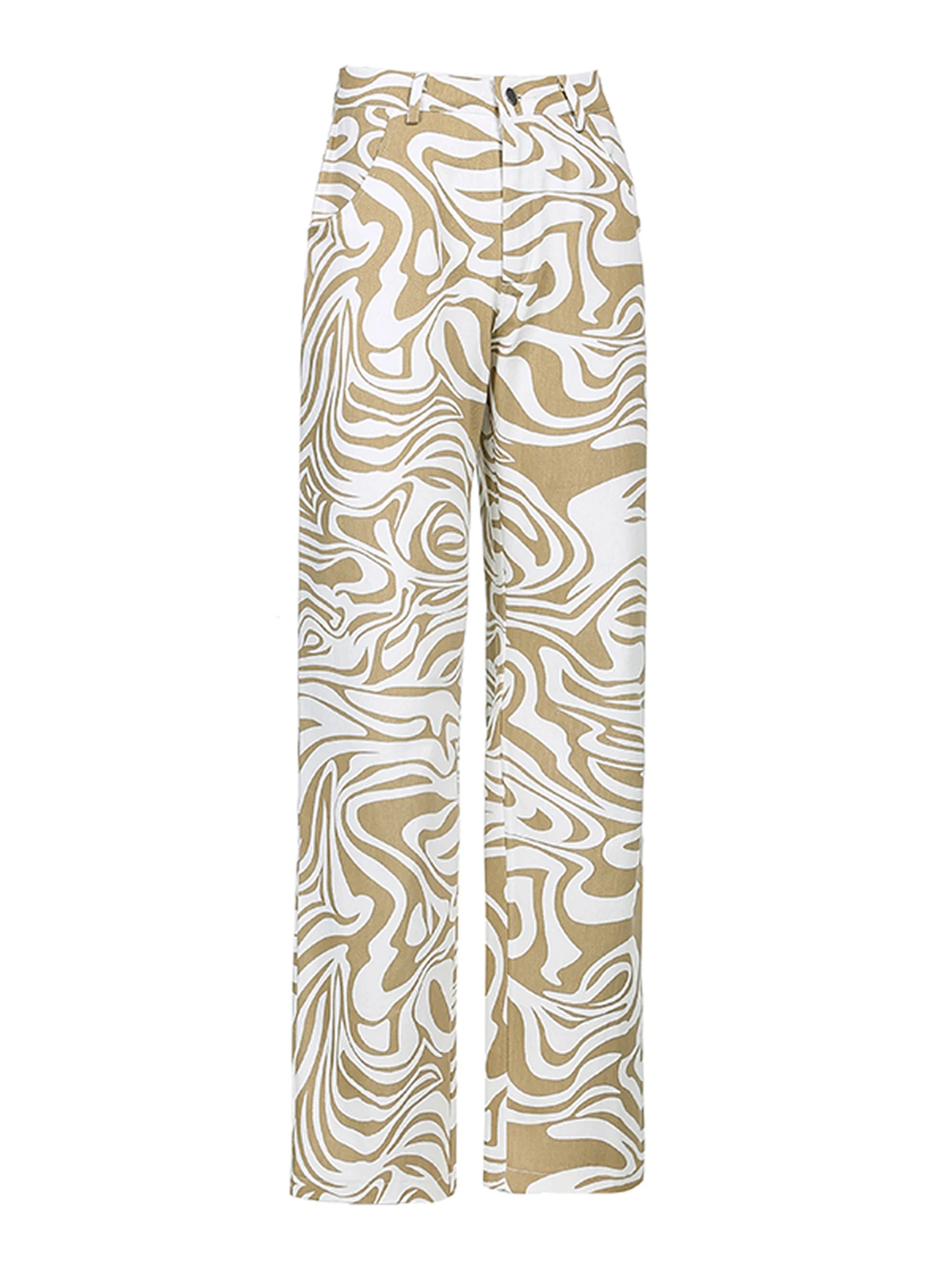 

Women Fashion Print High Waist Long Trousers Summer Clothes Casual Spring Chic Loose Straight Pants Design Personalized Stripe