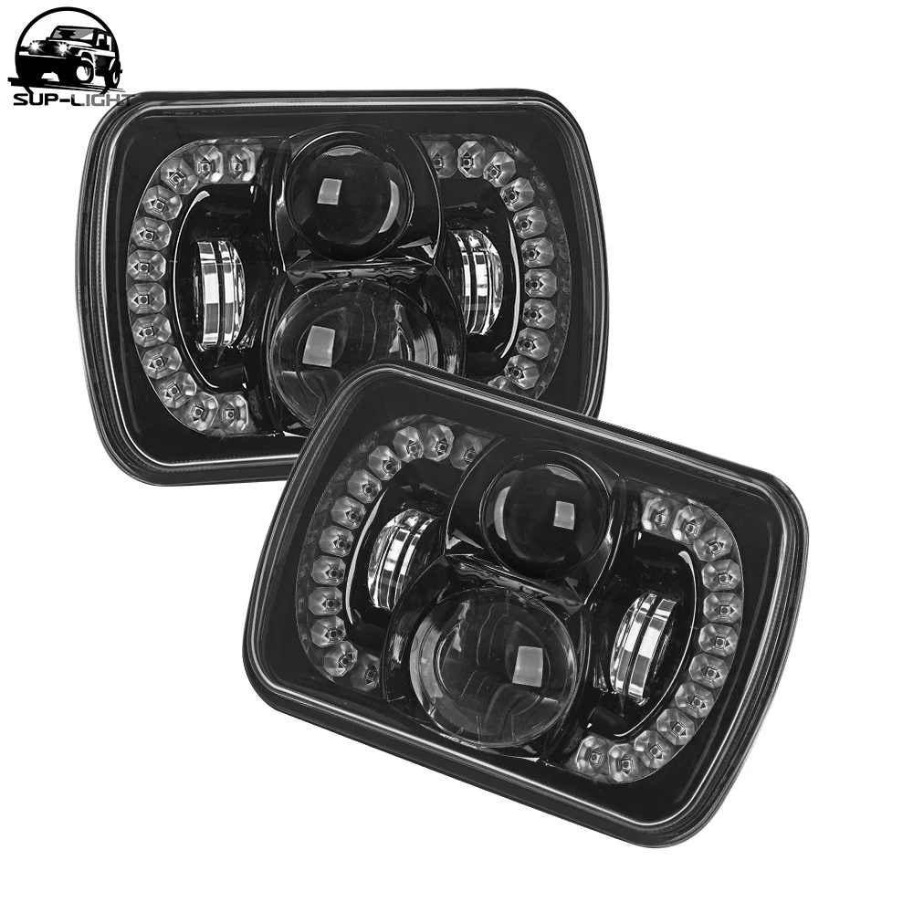 

7x6 5x7" LED Headlight DRL Sealed Beam for Jeep Cherokee XJ Truck Toyota Pickup Hi /Lo Led Rectangle Headlamp 12V 24V