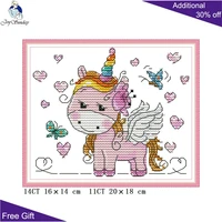 joy sunday baby unicorn embroidery home decor kb060 14ct 11ct counted and stamped cute unicorn needlepoint cross stitch kits