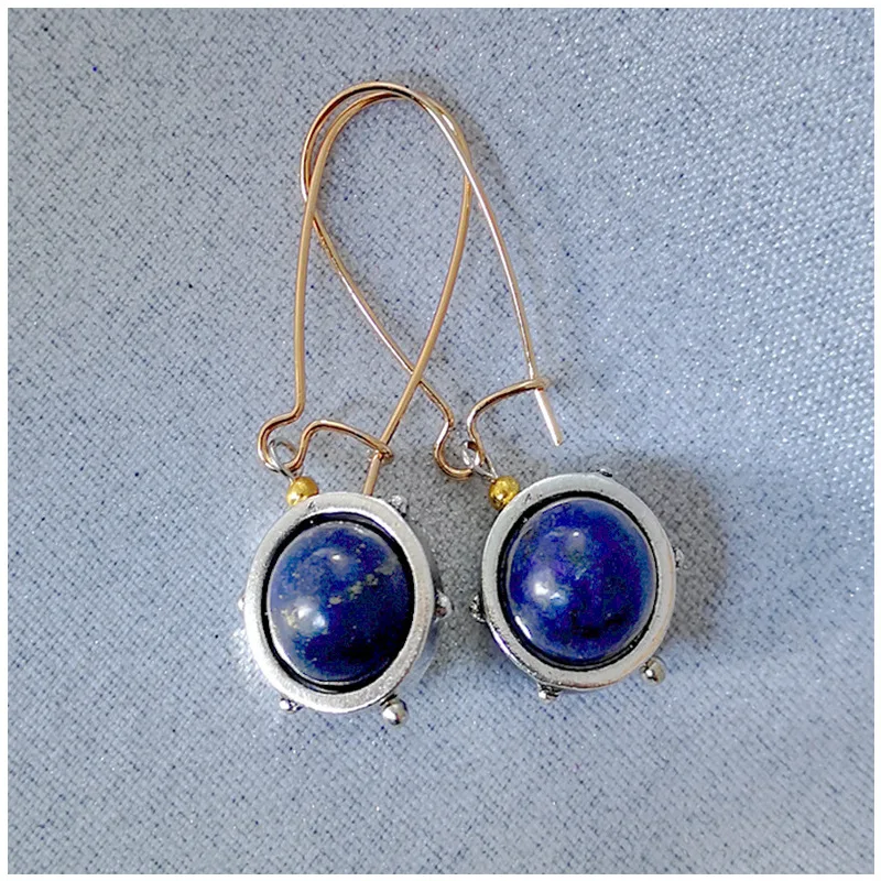 Tisonliz Vintage Blue Stone Ball Drop Earrings For Women Crystal Long Hanging Dangle Pendientes Mujer Moda 2019 Jewelry | Украшения и