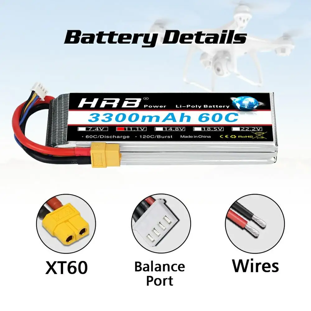 Аккумулятор HRB Lipo 3S аккумулятор для квадрокоптера вертолета 6S 3300 мАч 7 4 В 11 1 14 8 в 18