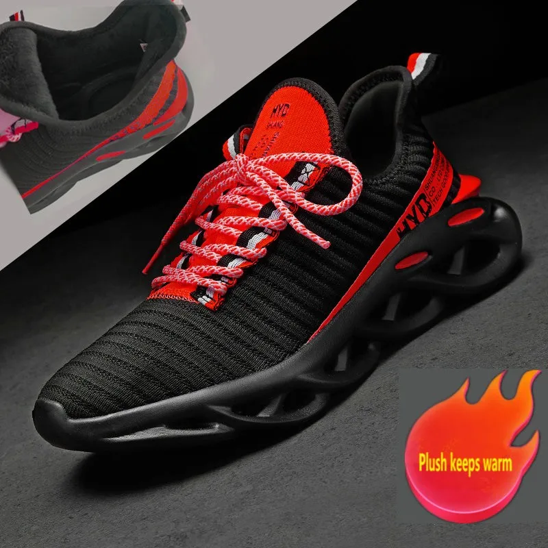 

New Men's Fashion Breathable Mesh Lightweight Personality Sports Shoes Flying Woven Shoes Outdoor Plush Warm Casual Men's Shoes