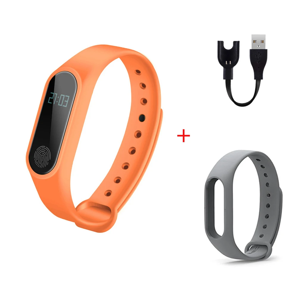 Orange gray New M2 smart fashion sports watch fitness running tracker bracelet step blood pressure monitor with men and women children - Цвет: Orange gray