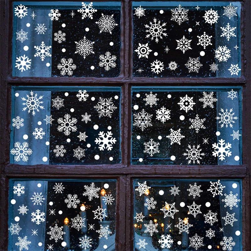 Рождественская Снежинка Электростатическая Наклейка для окна детской комнаты