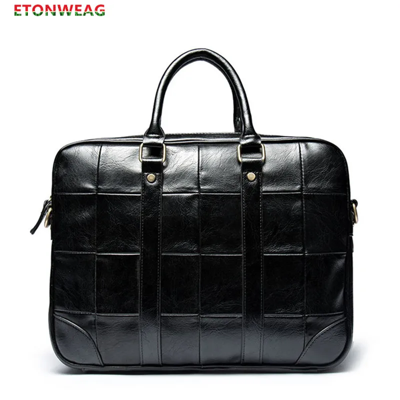 Портфель мужской из искусственной кожи водонепроницаемый саквояж в клетку для