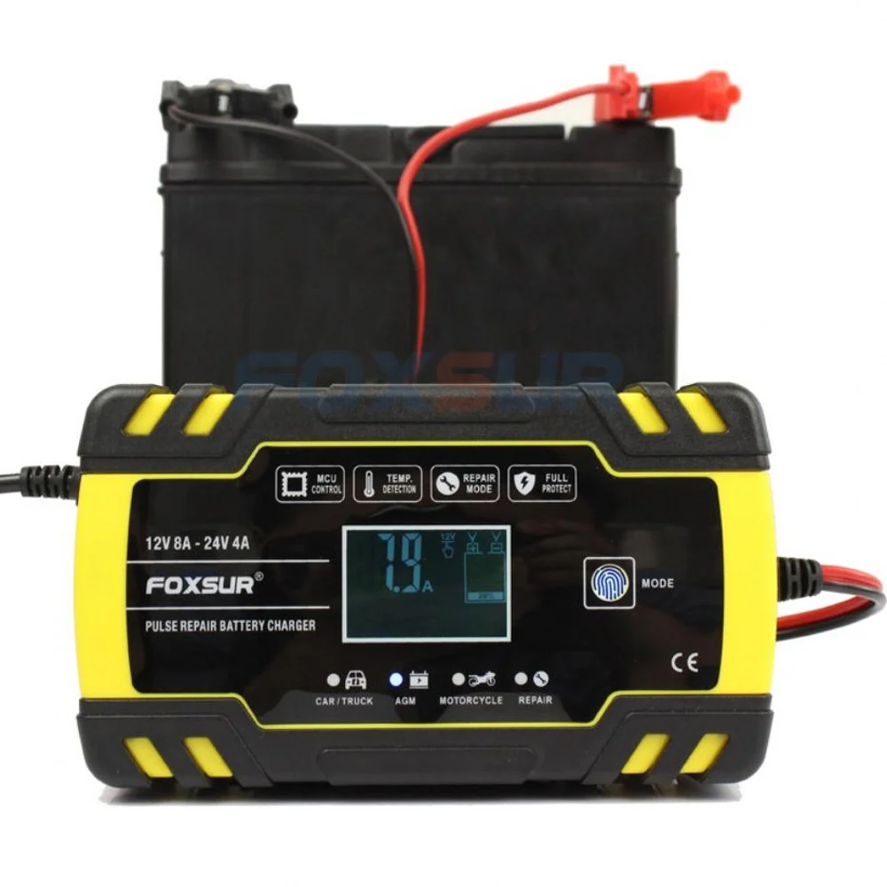 FOXSUR12V 24 В 8A импульсное Ремонтное зарядное устройство для мотоциклов и
