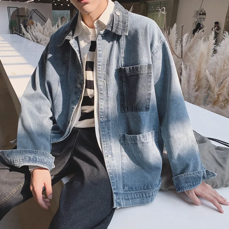 

WE40 denim coat men's fashion brand ins work clothes spring jacket Korean fashion loose spring clothes