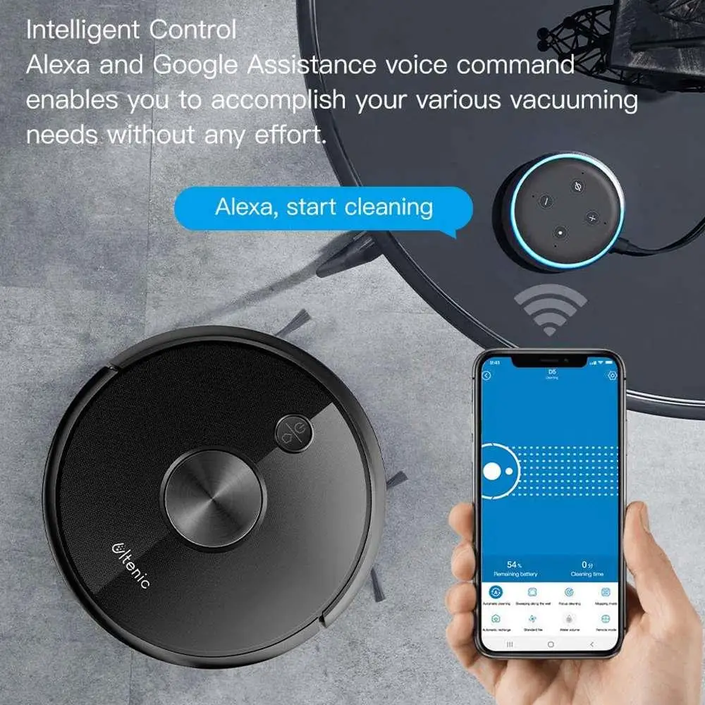 Proscenic Ultenic D5S робот пылесос Wi Fi и Alexa Управление 2200Pa Max всасывания супер тонкий авто