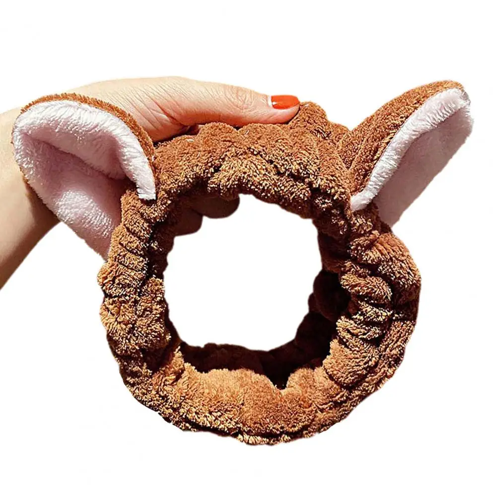 

Women Autumn Winter Cute Ears Hairband High Stretch Soft Plush Headband Headwear