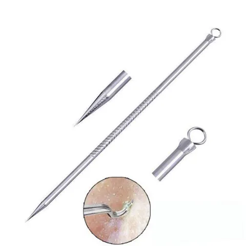 120 мм серебряный экстрактор для удаления угрей, комедонов, прыщей, прыщей, удаления пятен, нержавеющие иглы, очиститель пор, уход, косметические инструменты