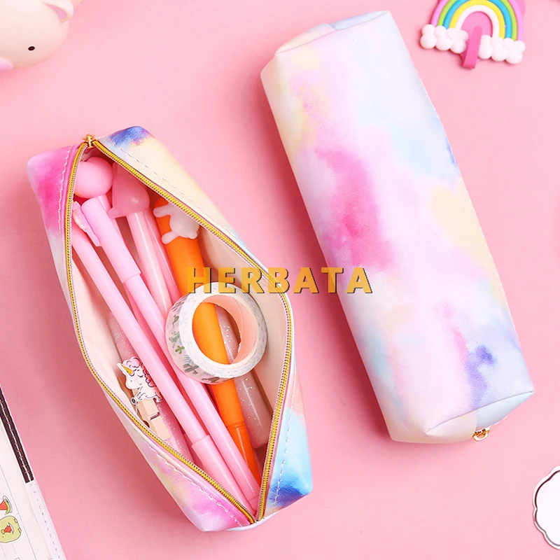 Школьный кавайный пенал сумка косметичка из искусственной кожи большой для