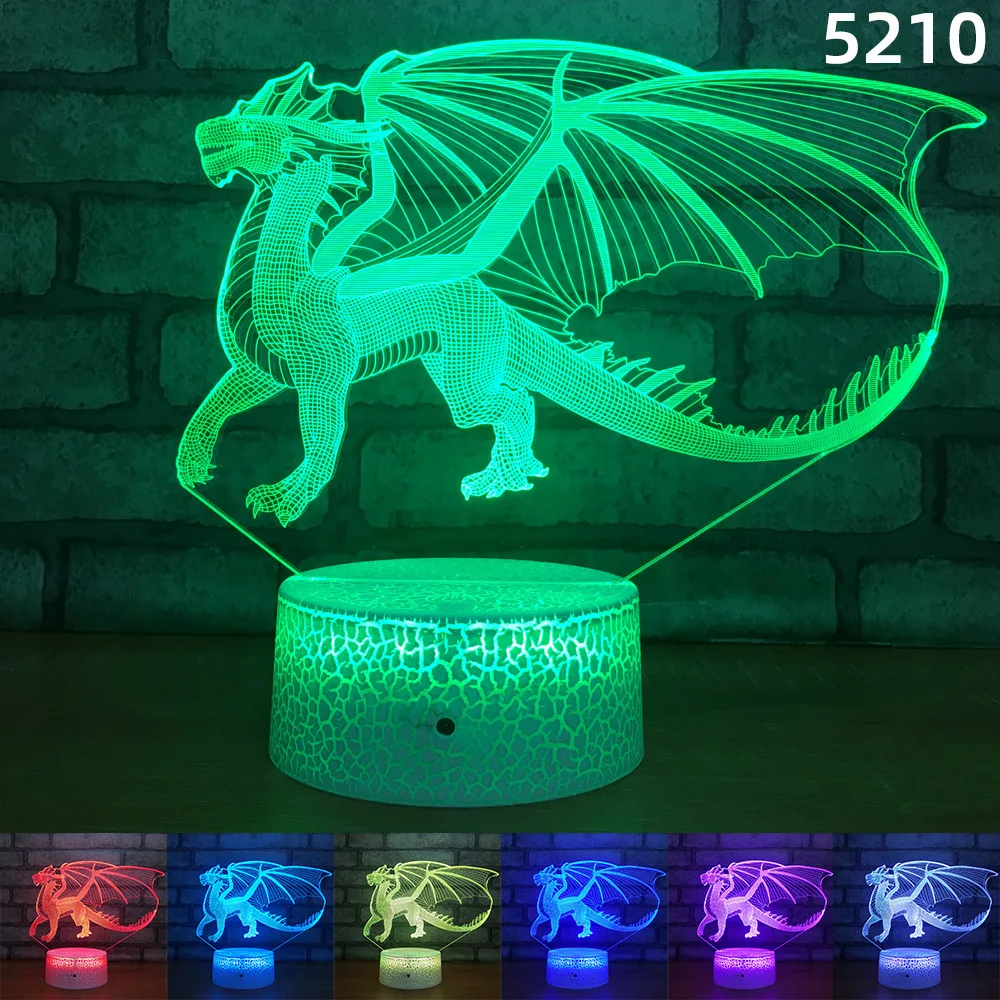

LED Dinosaur 3D Visual Night Lights Optical Illusion Kids Table Lamp 7 Color Changing Bedroom Decor Lighting Kids Gift Fixtures