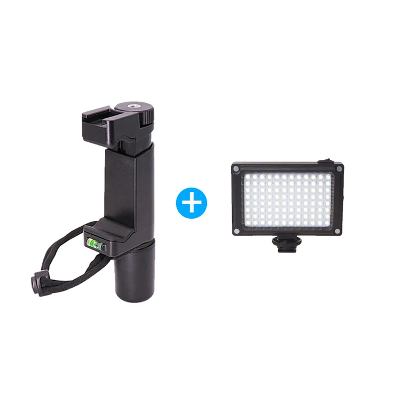 Grip and LED Light Смартфон стабилизатор фотографии Регулируемый телефон ручной видео Live Vlog ручной захват для Android iPhone селфи-палка кронштейн - Цвет: Grip and LED Light