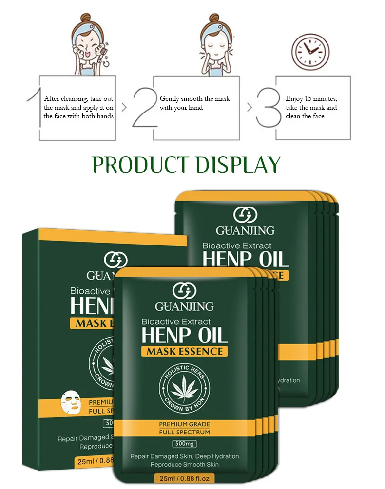 

[10 Pcs] Hemp oil Facial masks Repair Moisturizing Nourishing Anti-Aging Oil-control Shrink pores Soothing Brighten Face mask