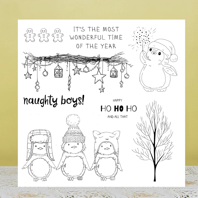 

AZSG Christmas Penguin Clear Stamps For DIY Scrapbooking Rubber Stamp/ Seal Paper Craft Clear Stamp Card Making