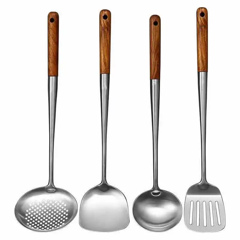 

Long Handle Stainless Steel Wok Spatula Kitchen Slotted Turner Rice Spoon Ladle Cooking Tools Utensil Set Dropshipping utensilio
