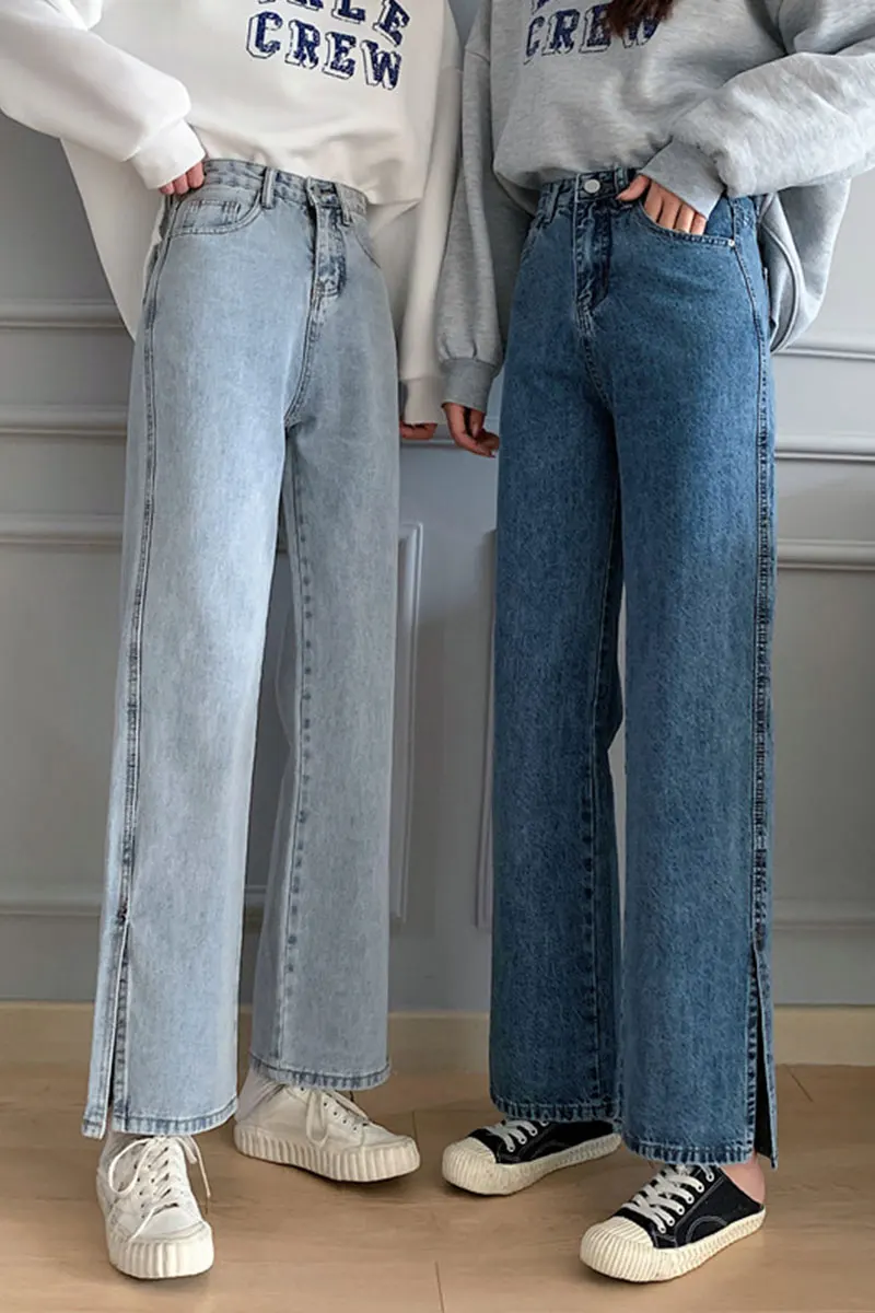

Spring Clothing Korean-style 2021 New Style High-waisted Slimming Versatile Wide-Leg Cowboy Trousers Women's Fashion Jeans