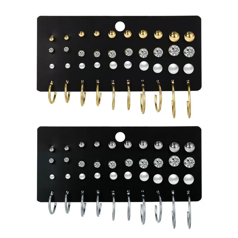 Набор мини серег гвоздиков Danity для мужчин и женщин комплект из 20 пар круглых