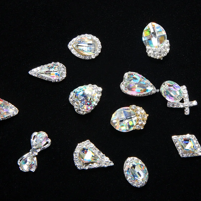 LuckForever 3D Алмазные украшения для дизайна ногтей AB Хрустальные переливающиеся
