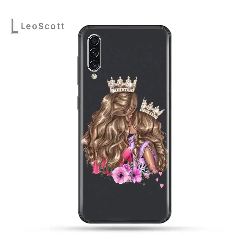 

Black Brown Hair Baby Mom Girl Phone Cases For Samsung Galaxy M10 20 30 A 40 50 70 71 6S A2 A6 A9 2018 J7 CORE PLUS STAR S10 5G
