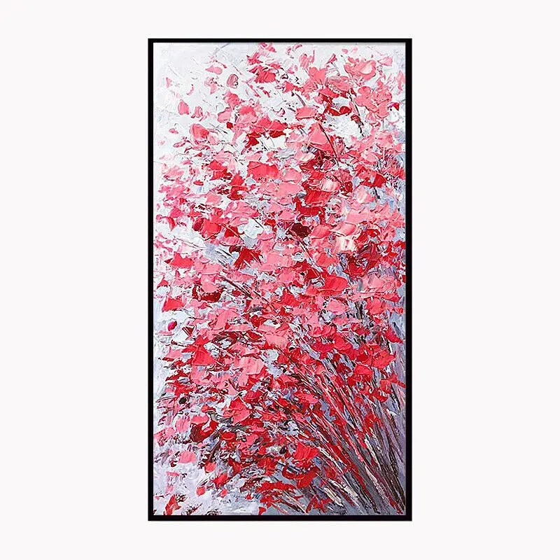 

Red Flower Wall Hang Art Canvas Hand-Painted Oil Painting For Kid Living Room Home Office Kitchen Office Home Decor No Framed