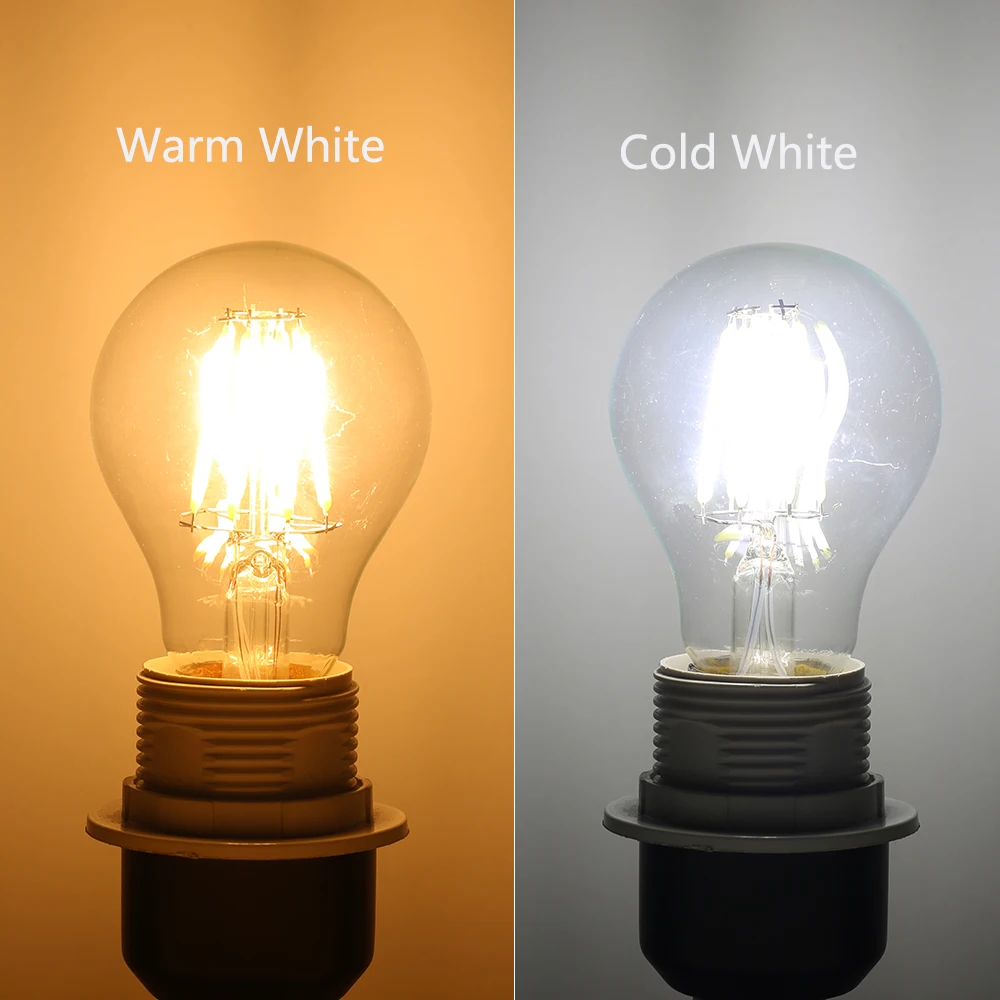 Счастливая светодиодный лампы E27 2W 4W 6W 8W Винтаж Эдисон A60 ST64 AC 220V 240V Стекло Ретро