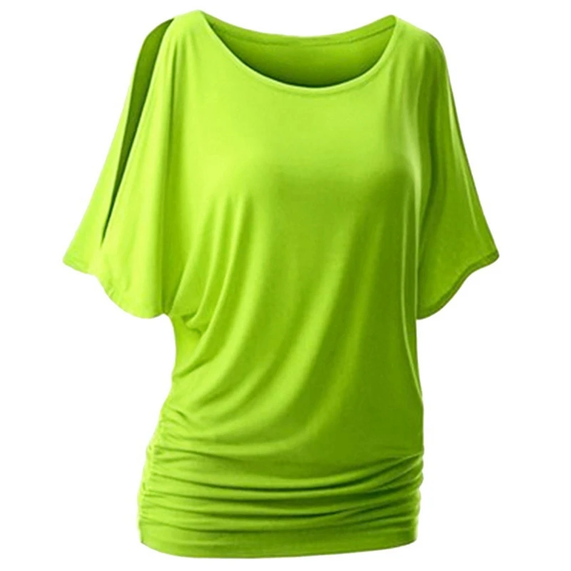 Sexy Shoulder Casual Loose Short Bat Sleeve Women's T-Shirt for Summer - Muyogrt Plus Size Clothing image 2