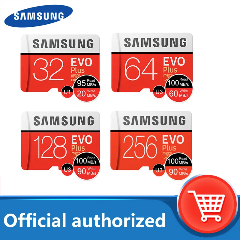 Оригинальная карта памяти microSD SAMSUNG EVO Plus карты 64GB U3 + 128 ГБ 256 Class10 Micro SD 32