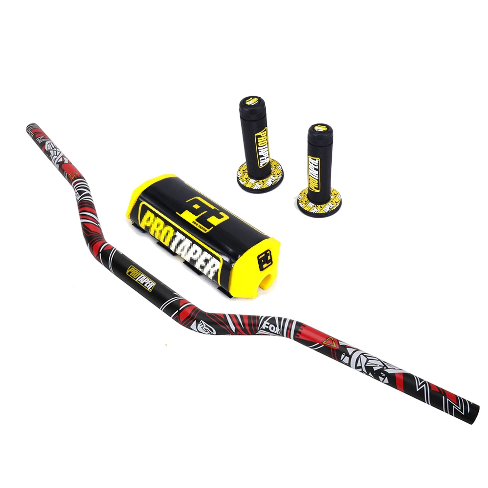 Yellow Мотоцикл 28 мм Жир Бар Руль колодки с ручкой Грипсы грязь питбайк Мотокросс для KTM Honda YAMAHA CRF KLX черный Pro PROTAPER - Цвет: Yellow
