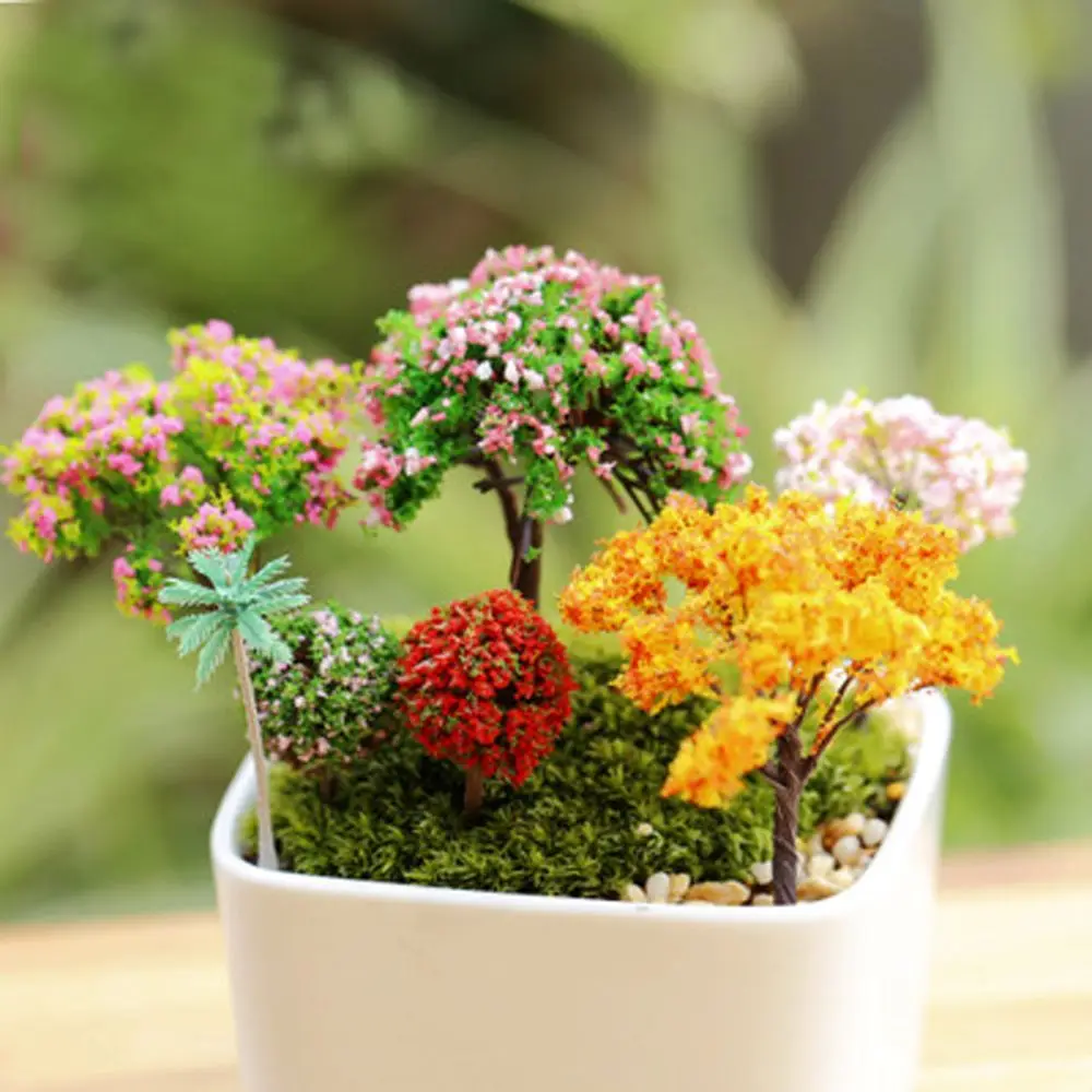 2 шт. Пластик минимодель деревья запасами ивовых деревьев Sakura миниатюры каваи