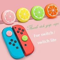 4pcs cute fruit ns button rocker cap thumb grip cover joystick protective cover for nintendo switchlite joycon game accessories