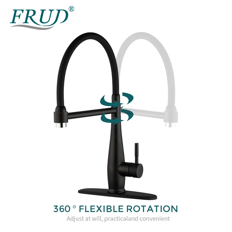 FRUD черный смеситель с одним отверстием вытяжной излив кран и для кухонной