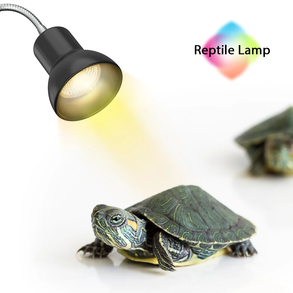 

25W Heat Lamp with Holder UVA UVB Basking Lamp with 360° Rotatable Clip & Power Adapter for Reptiles Lizard Turtle Snak Aquarium